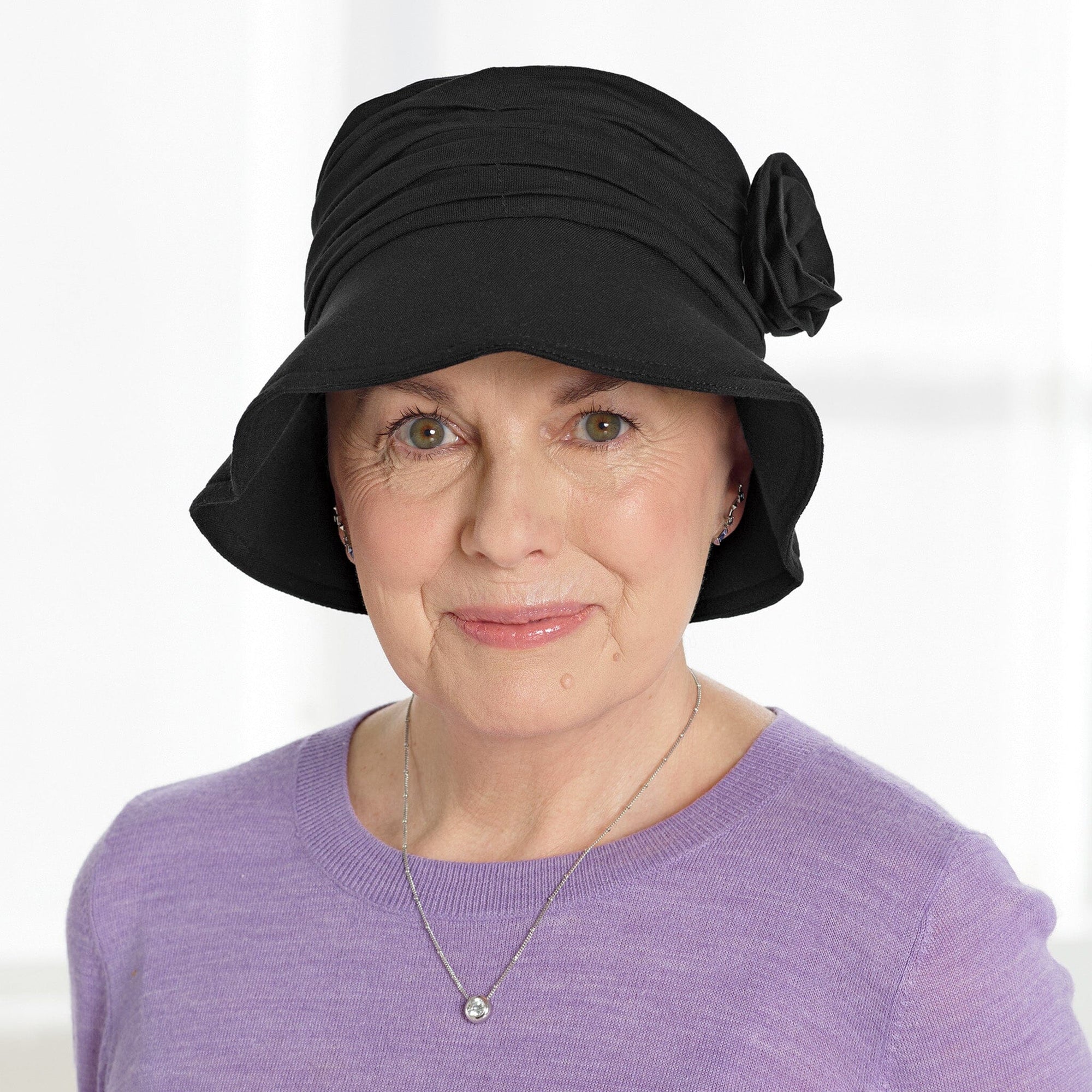 Front view #1006 Rosabella Hat shown in Black