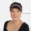 Front view #1007 Katia Reversible Bamboo Cap shown in Black/Brown (Black side)