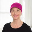Front view #1007 Katia Reversible Bamboo Cap shown in Grey/Pink (Pink side)