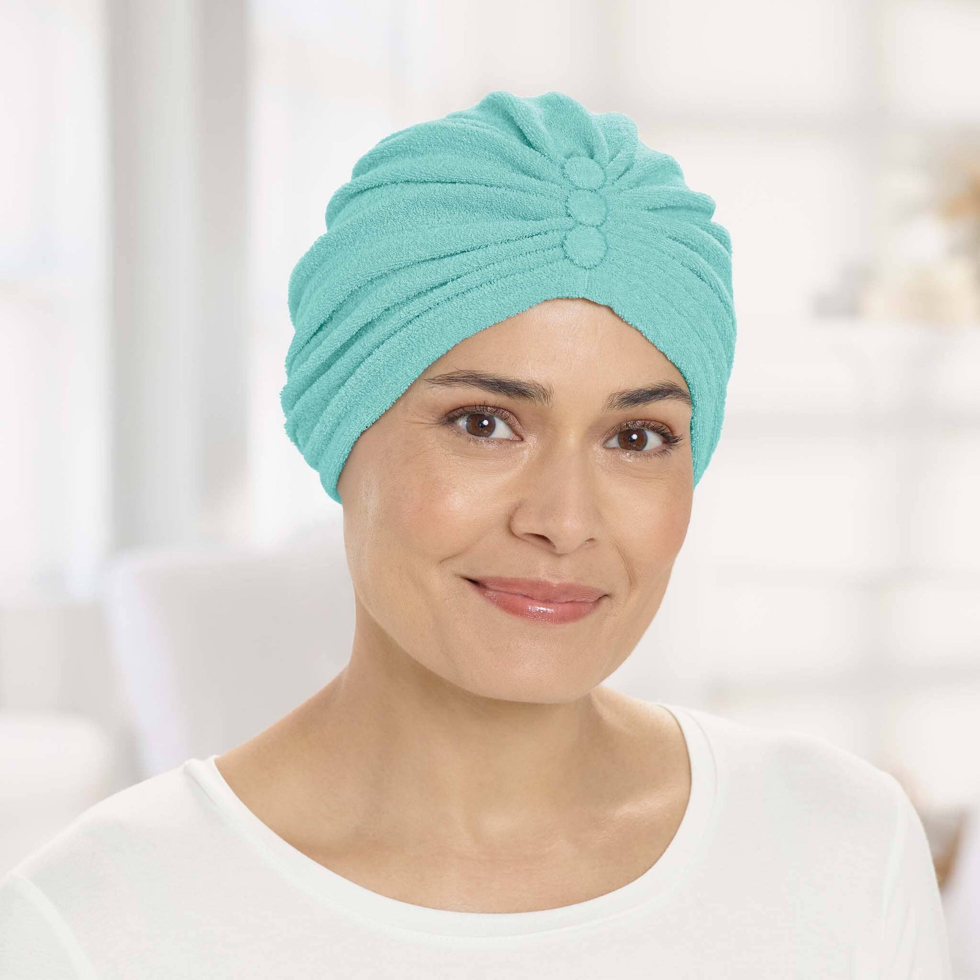 #6020 Ultra-Soft Terry Turban shown in Aqua