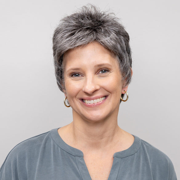 Front view #8546 EverYou™ Phoebe Wig shown in (44) Salt and Pepper Grey