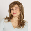 Front view #8549 EverYou™  Violet Wig shown in #14 Light Brownish Blonde.