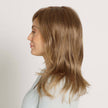 Side view #8549 EverYou™  Violet Wig shown in #14 Light Brownish Blonde.