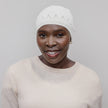 Front view #8773 Soft Knit Pull On Hat shown in White