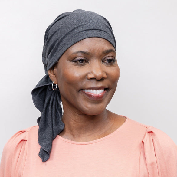 Front view #8774 Bella Scarf shown in Charcoal Grey