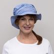 #9051 Shirred Bamboo Mini Rosette Cloche shown in Chambray 