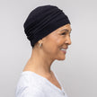 Side view #9268 Shirred Seamless Bamboo Twist Hat shown in Black