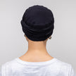 Back view #9268 Shirred Seamless Bamboo Twist Hat shown in Black