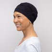 Side view #9268 Shirred Seamless Bamboo Twist Hat shown in Black