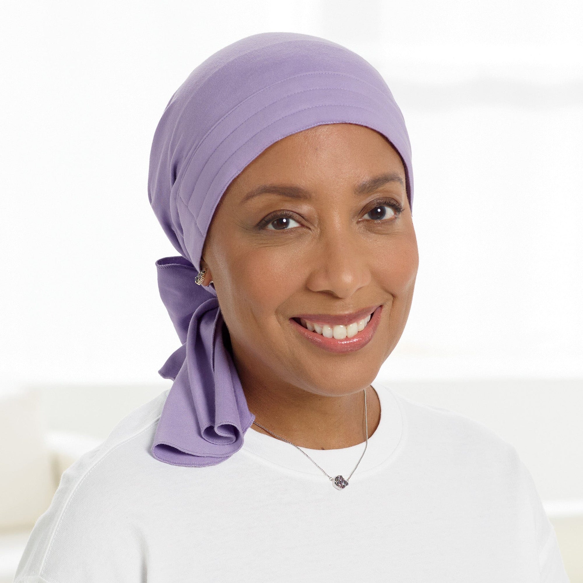 Front view #9270 Bamboo Pre-tied Scarf shown in Lavender