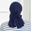 Back view #9270 Bamboo Pre-tied Scarf shown in Navy