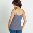 Back view of the #9408 Cool Comfort Pocketed  Lace Trim Camisole shown in denim.