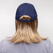 Back view #9441 Classic Wig with Navy Hat shown in (27AH) Dark Strawberry Blonde with Dark Blonde Highlights