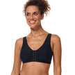 Front view #9765 Amoena® Fleur Wire-Free Bra shown in Black