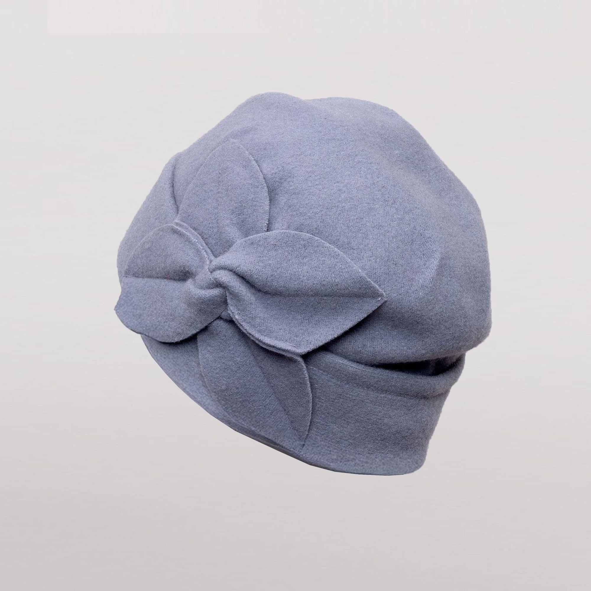 Side view #9938 Twist Flower Pull-on Wool Felt Hat in Nickel Grey.