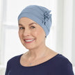 Side view #9966 Bamboo Fringe Cap shown in Dusty Blue