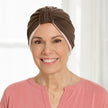 Front view #9968 Bamboo Reversible Classic Turban shown in Cedar Brown/Beige (Cedar Brown side)