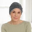 Front view #9968 Bamboo Reversible Classic Turban shown in Charcoal Grey/Heather Grey (Charcoal Grey side)