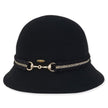 Front view #9974 Wool Felt Cloche with Buckle Trim shown in Black