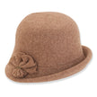 Front view #9976 Soft Wool Cloche with Bow shown in Brown