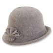 Front view #9976 Soft Wool Cloche with Bow shown in Grey