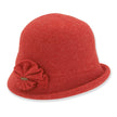 Front view #9976 Soft Wool Cloche with Bow shown in Red