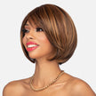 Side view #9980 HMB-Leni by Vivica A. Fox™ shown in (P4/27/30) Piano Color. Medium Dark Brown (#4). Honey Blonde (#27). Copper Blonde (#30)