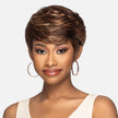 Front view #9981 Sweet Wig by Vivica A. Fox™ shown in (P4/27/30) Piano Color. Medium Dark Brown (#4). Honey Blonde (#27). Copper Blonde (#30)