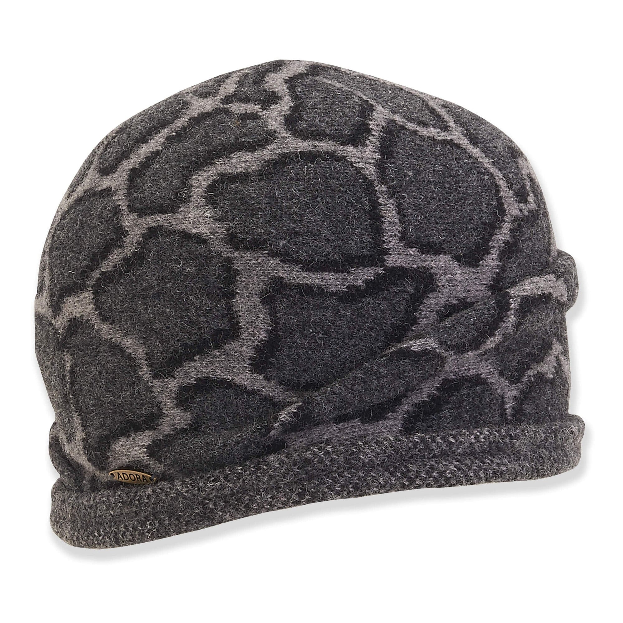 Front view #9997 Leopard Wool Turban shown in Grey