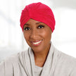 #6020 Ultra-Soft Terry Turban shown in Red