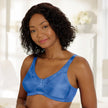 Front view #7288 Lace Accent Pocketed Bra Shown in Sapphire Blue
