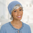 Front view #7965 Straight Peek-A-Boo Halo shown in (5660) Light Frosted Grey with Comfort Cap (#9391) in Frost Blue 