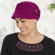Side view #8306 Cotton Conductor Hat with Buckle Shown in Orchid Purple