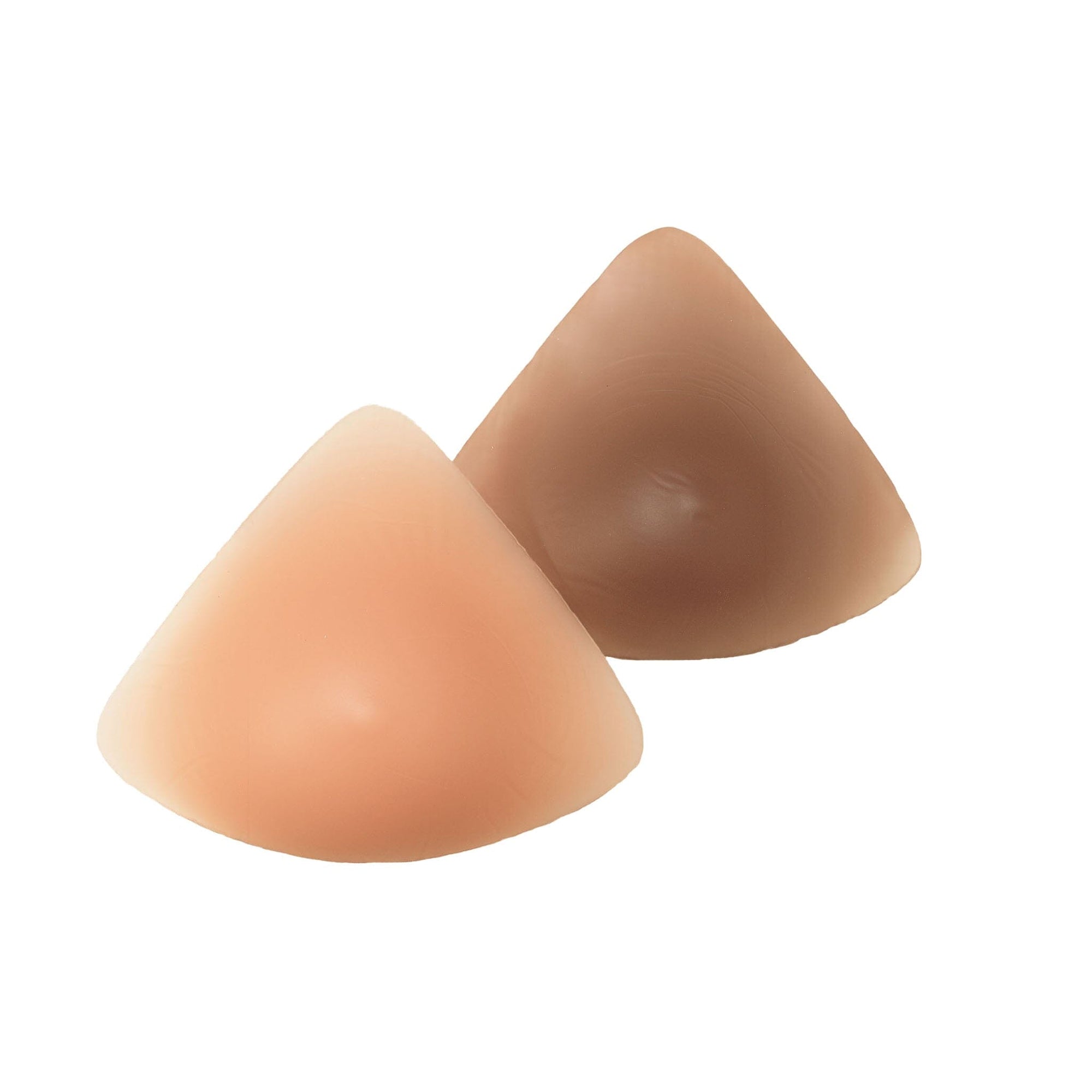 #8602 Triangle Silicone Breast Form Shown in Dark and Light