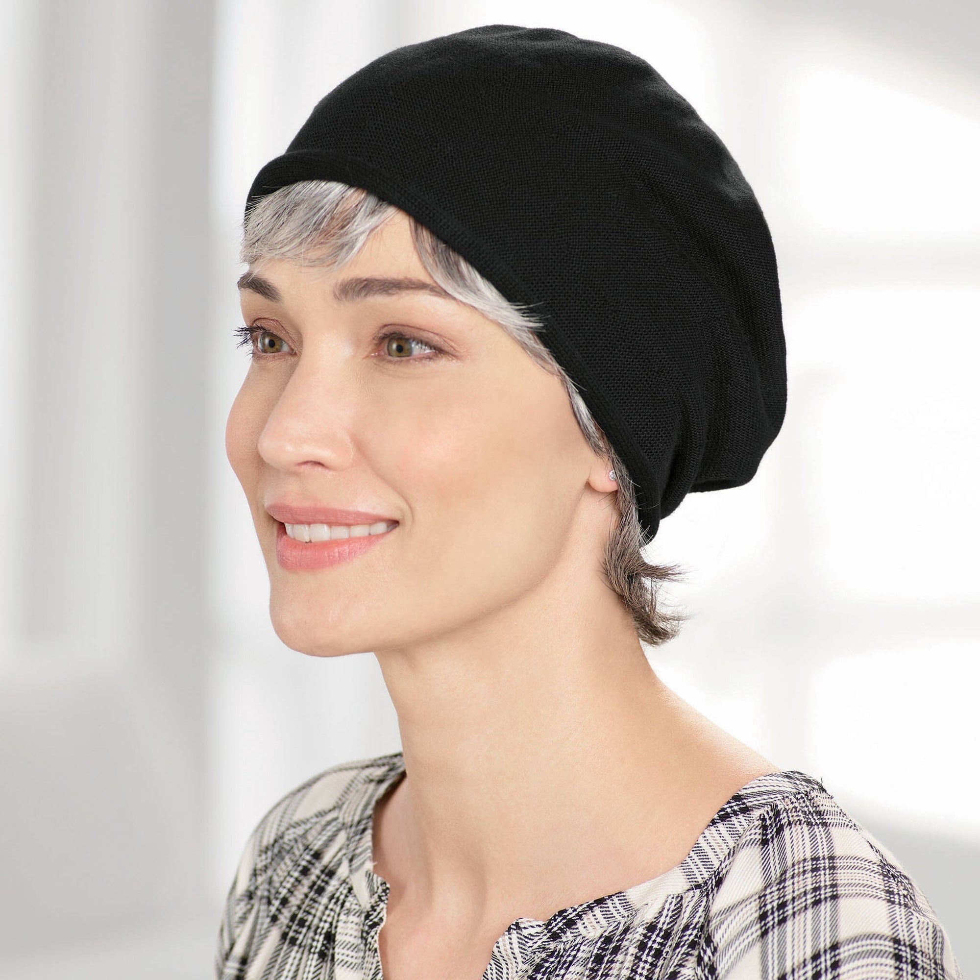 Side view #9016 Convertible Slouchy Hat Shown in Black
