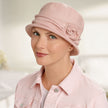 Front view #9092 Shelly Knit Cloche shown in Pink Pearl