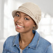 Front view #9092 Shelly Knit Cloche shown in Sandstone