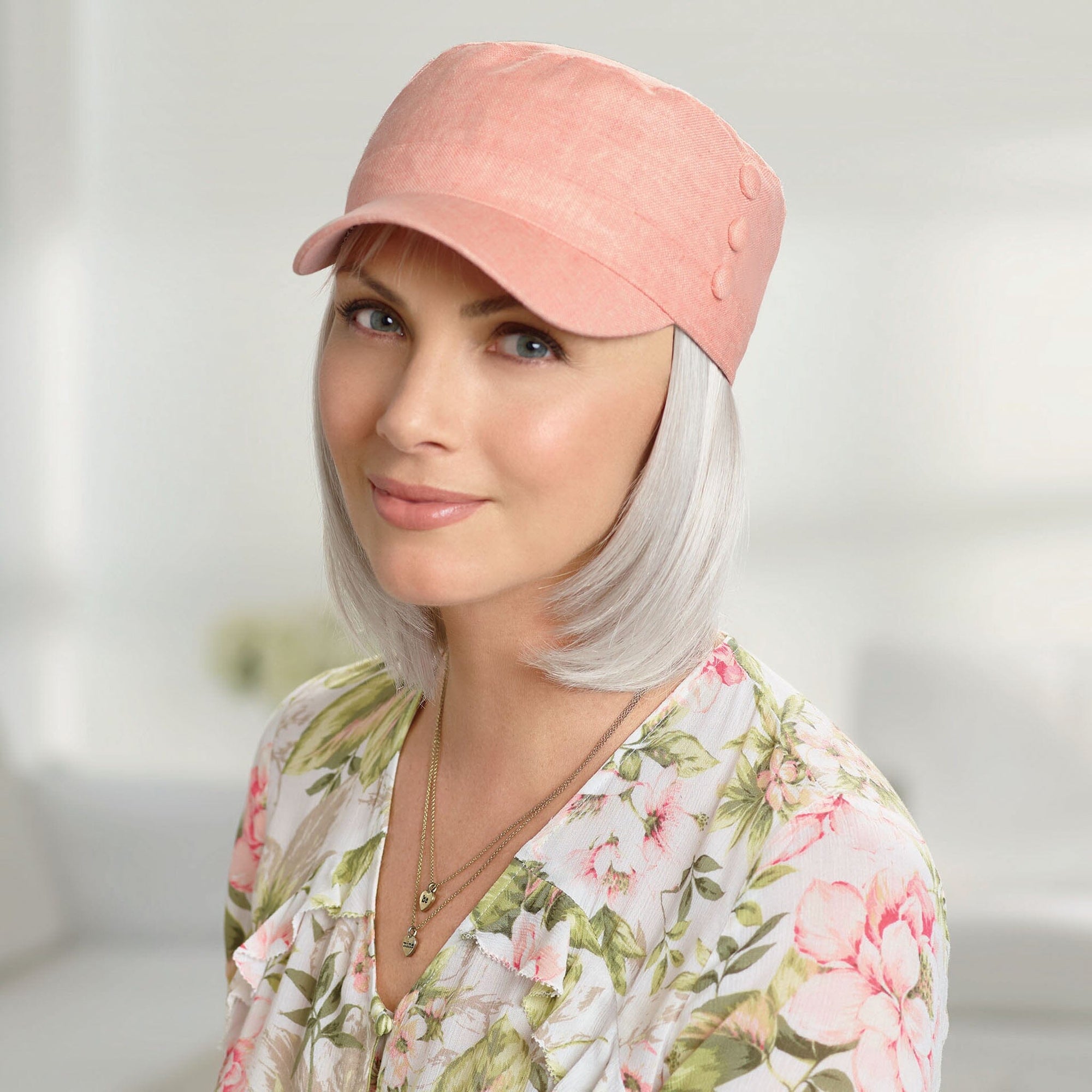 Front view #9142 Linen/Cotton 3 Button Cap Shown in Dusty Rose