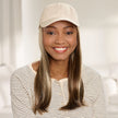 Front view #9151 Long Wig with Beige Hat Shown in 12H Golden Brown w/ Lt Gold Blonde Highlights
