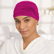 #9268 Shirred Seamless Bamboo Twist Hat shown in Raspberry