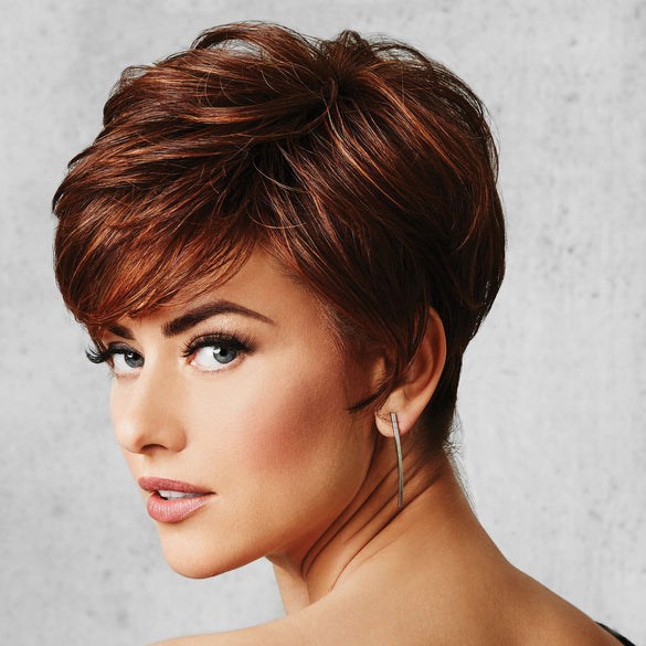 Side view #9361 Hairdo® Perfect Pixie Wig shown in R 3025S+ Glazed Cinnamon