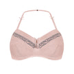 Amoena® Cherish Padded Wire-Free Bra Shown in Dreamy Pink/Light Grey-Front View-Halter Neck