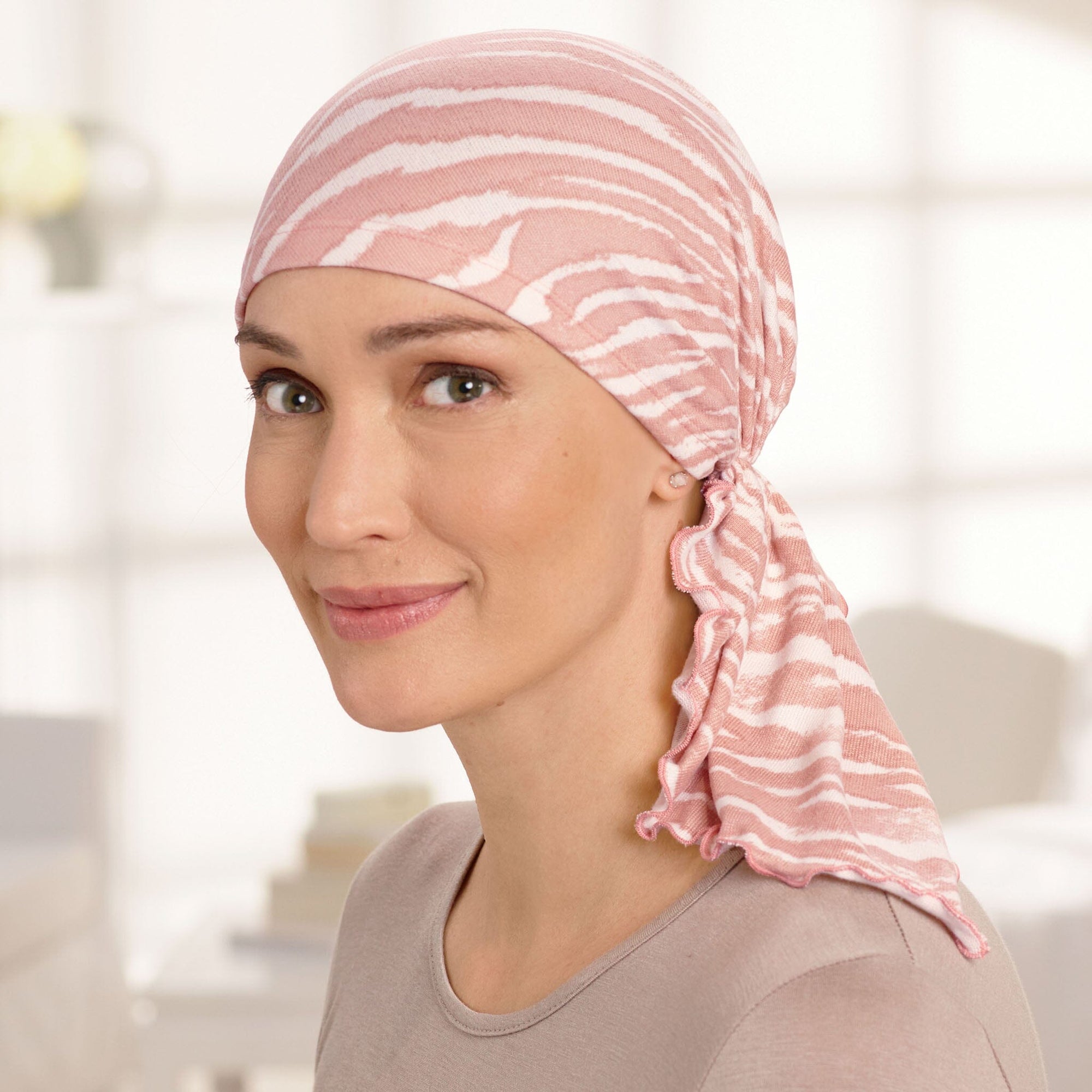 Side view #9476 Bella Rose Pink Watercolor Stripe Scarf