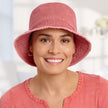 Front view #9503 Distressed Cotton Bucket Hat Shown in Burnt Orange