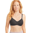 Front view #9597 Amoena® Mara Front Closure T-Shirt Bra Shown in Dark Grey