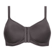 Front view #9597 Amoena® Mara Front Closure T-Shirt Bra Shown in Dark Grey