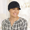 Front view #9673 Cool Comfort Conductor Hat Shown in Black