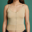 Front view #9681 Slick Chicks™ Zip Front Cami Shown in Beige 