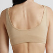 Back View #9682 Slick Chicks™ Wireless Zip Front Bra Shown in Beige
