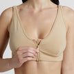 Zipper View #9682 Slick Chicks™ Wireless Zip Front Bra Shown in Beige